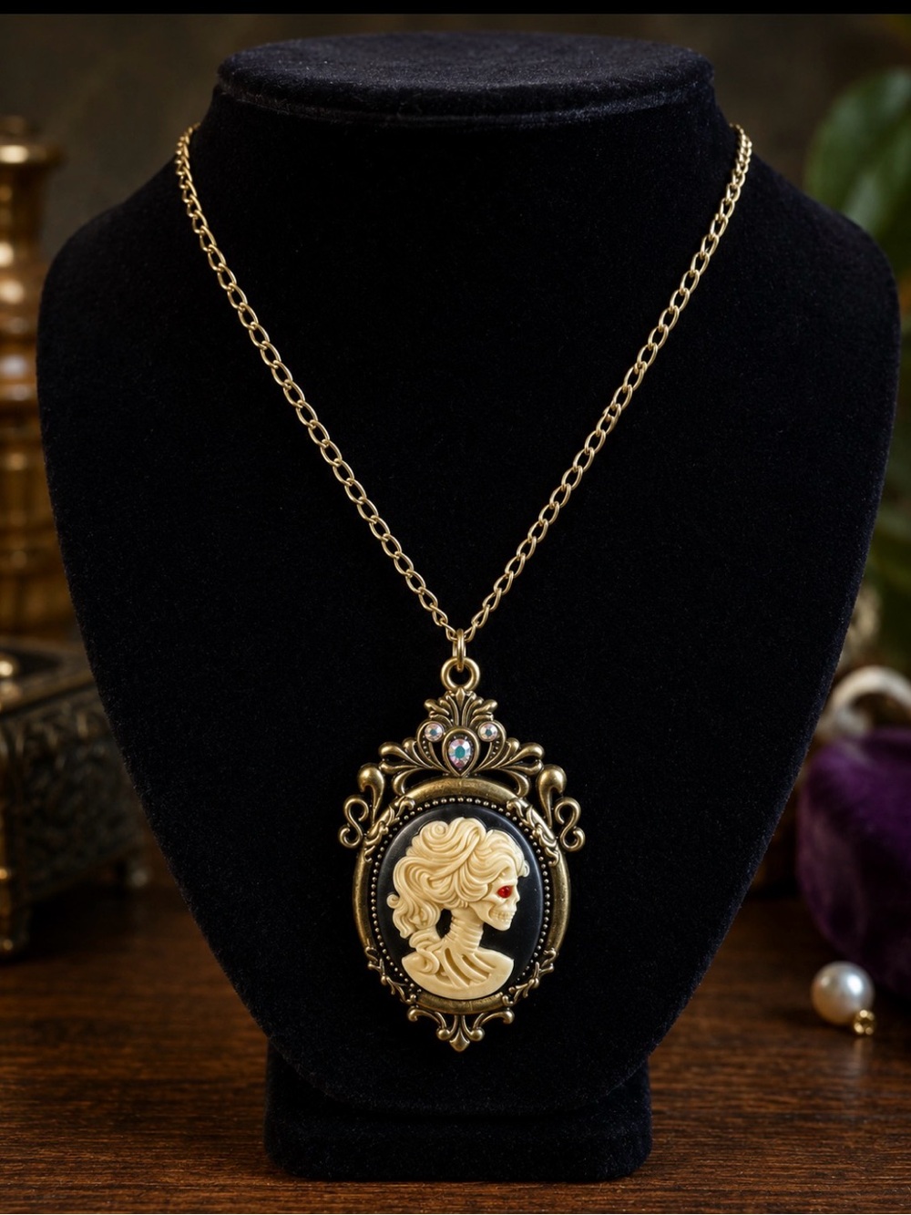 Skeleton Cameo Necklace